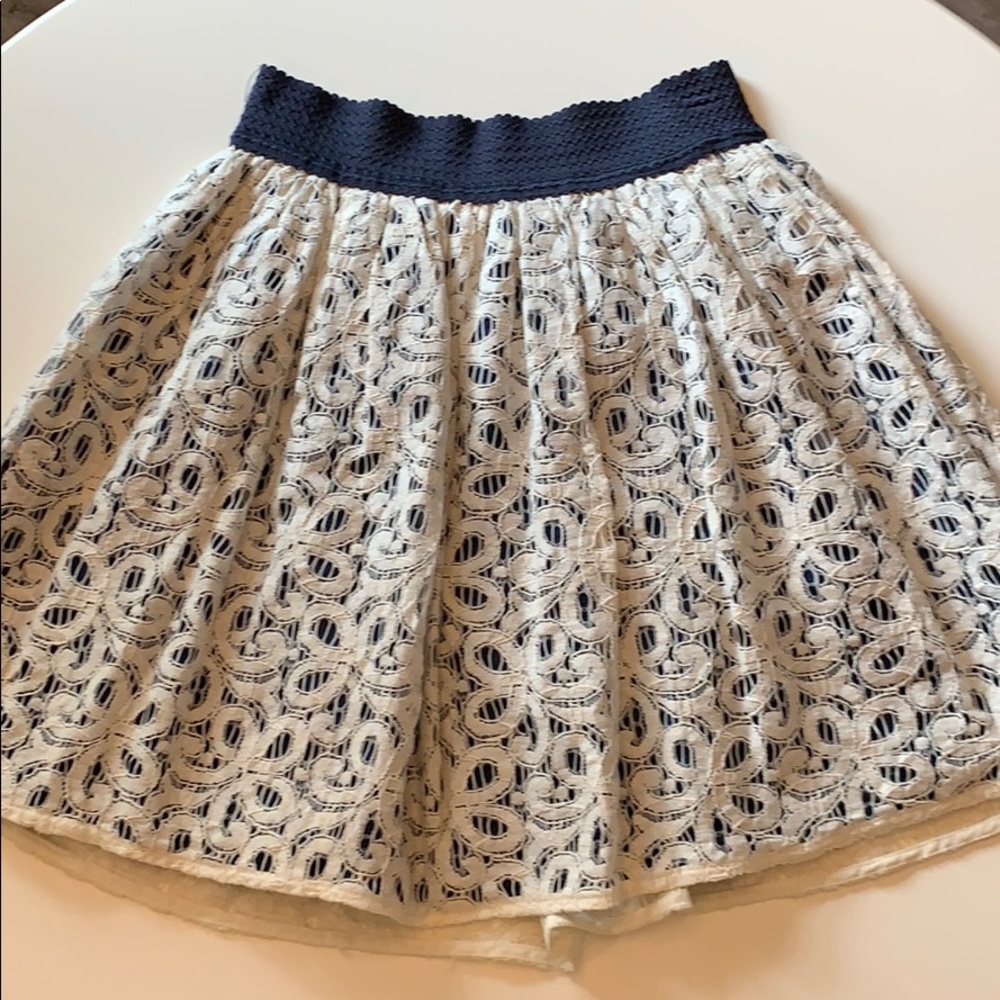 Alya Cream and Navy Lace Skirt - Medium